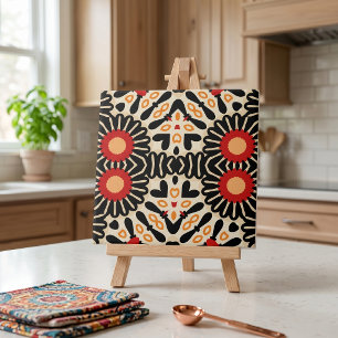 Vibrant Ethnic Arabesque Bohemian Mosaic Pattern Ceramic Tile