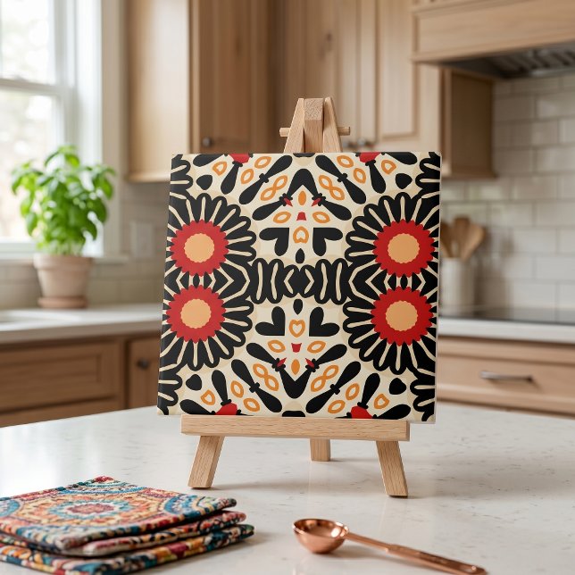 Vibrant Ethnic Arabesque Bohemian Mosaic Pattern Ceramic Tile (Creator Uploaded)