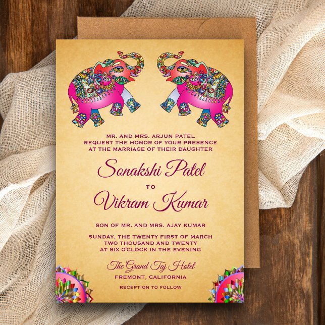 Vibrant Ethnic Elephants Indian Wedding Invitation (Creator Uploaded)