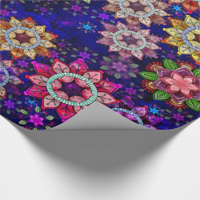 Vibrant Exploding Watercolor Mandalas Wrapping Paper (Corner)