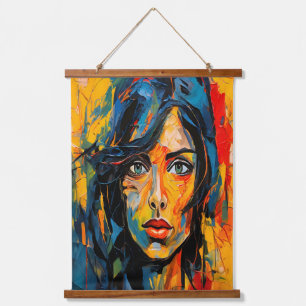 Vibrant Expressionist Portrait Bold Abstract Art Hanging Tapestry
