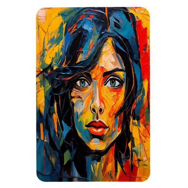 Vibrant Expressionist Portrait Bold Abstract Art Magnet (Vertical)