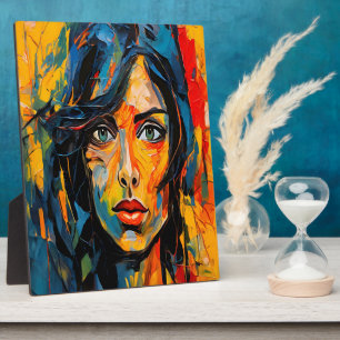 Vibrant Expressionist Portrait Bold Abstract Art Plaque