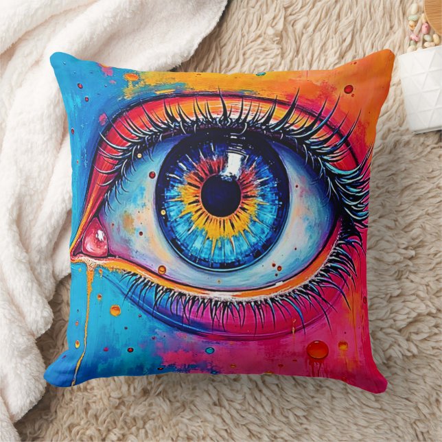 Vibrant Eye Soulful Vision Design Cushion (Blanket)