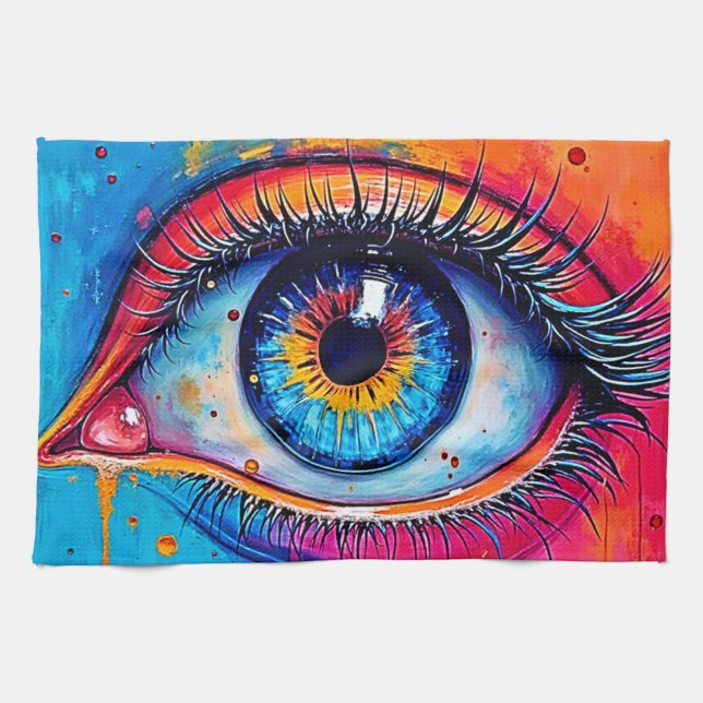 Vibrant Eye Soulful Vision Design Tea Towel (Horizontal)