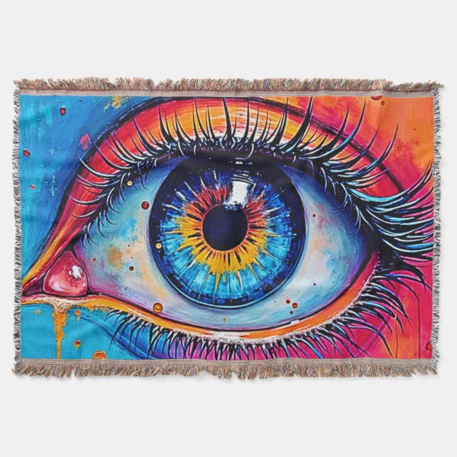 Vibrant Eye Soulful Vision Design Throw Blanket (Front)