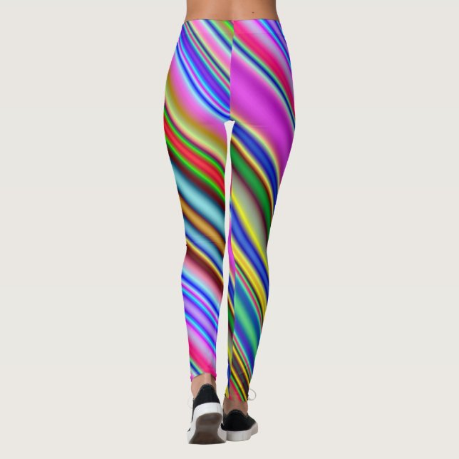 Vibrant & Eyecatching Multicolored Stripes Pattern Leggings (Back)