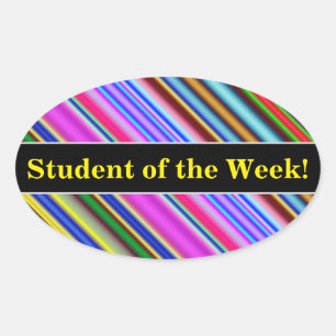 Vibrant & Eyecatching Multicolored Stripes Pattern Oval Sticker
