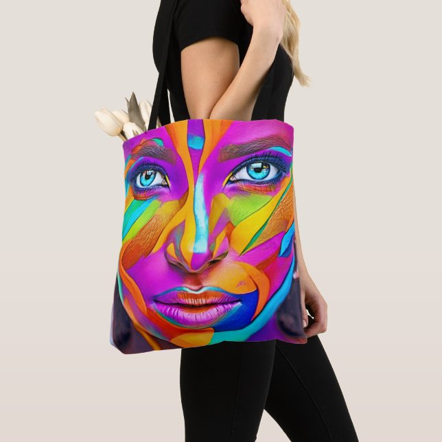 Vibrant Face Paint Art Tote Bag (Close Up)