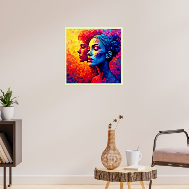 Vibrant Faces Mosaic Abstract Print (Living Room 3)