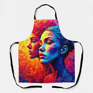 Vibrant Faces Mosaic Abstract Print Apron