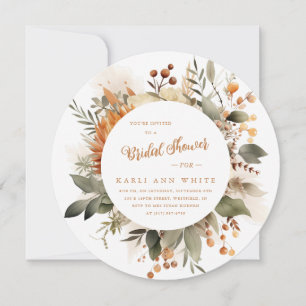 Vibrant Fall Floral Bridal Shower Invitation