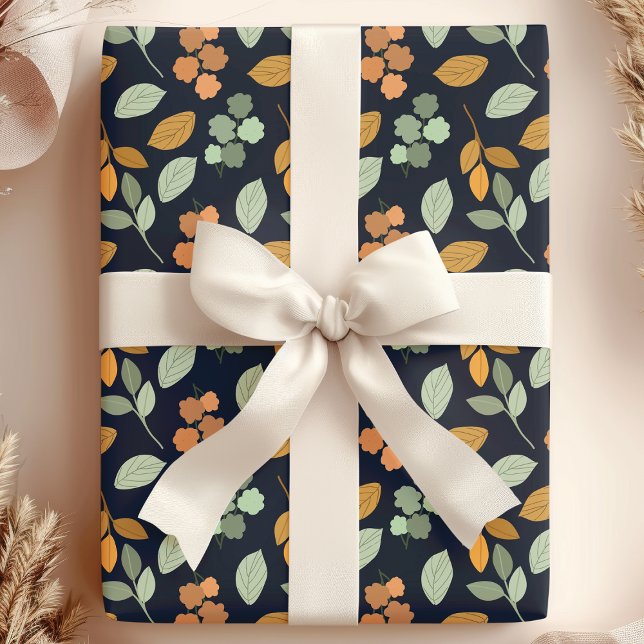 Vibrant Fall Foliage Floral Autumn Leaves Wrapping Paper (Creator Uploaded)