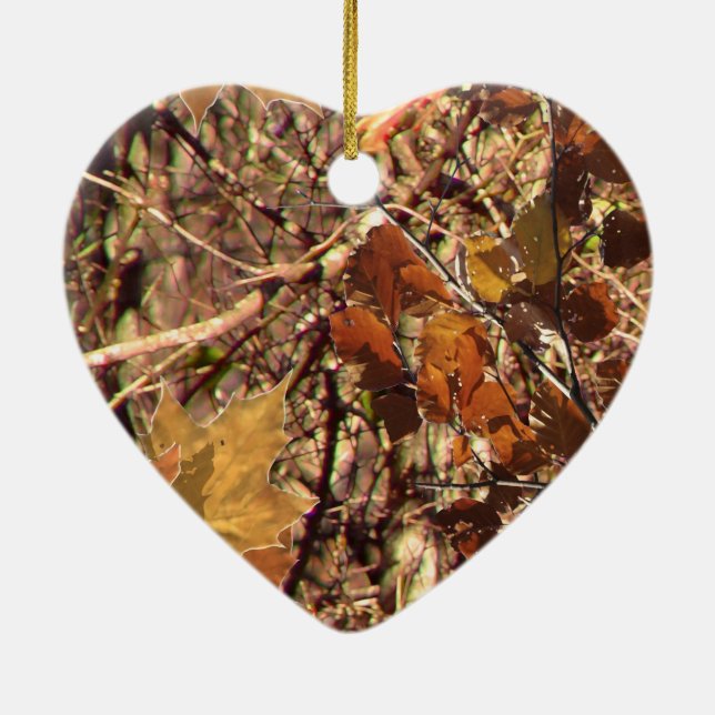 Vibrant Fall Forest Nature Camouflage Decor Ceramic Tree Decoration (Back)