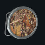 Vibrant Fall Forest Nature Camouflage Decor Oval Belt Buckle<br><div class="desc">A fine stylish custom gift idea in a vibrant fall season forest nature camouflage decor. Sounds good,  a great gift idea. You can customise it too,  just click on the blue "CUSTOMIZE IT!" button or link you see on this product page and add some text easily.</div>