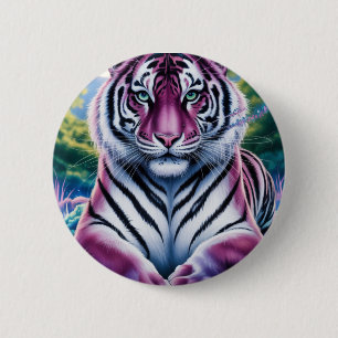 Vibrant Fantasy Tiger Portrait Exotic 6 Cm Round Badge