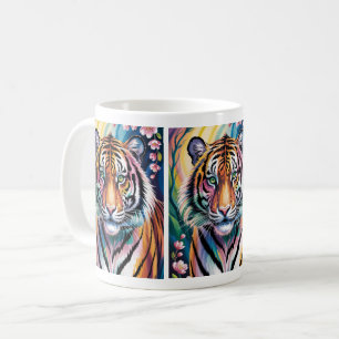 Vibrant Fantasy Tiger Portrait   Exotic  Coffee Mug