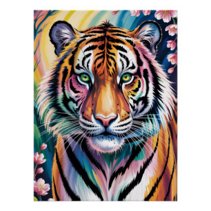 Vibrant Fantasy Tiger Portrait Exotic Poster