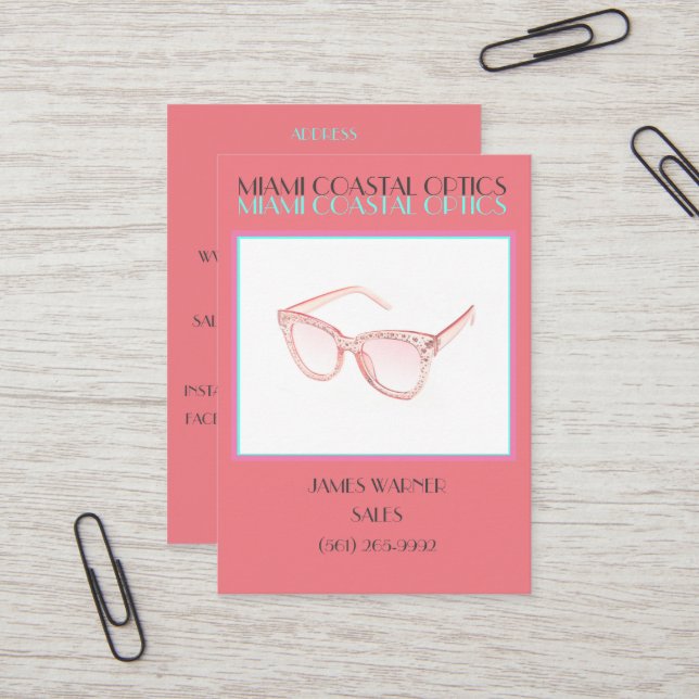 Vibrant Fashion Manufacturer/ Retail Sunglasses  Business Card (Front/Back In Situ)
