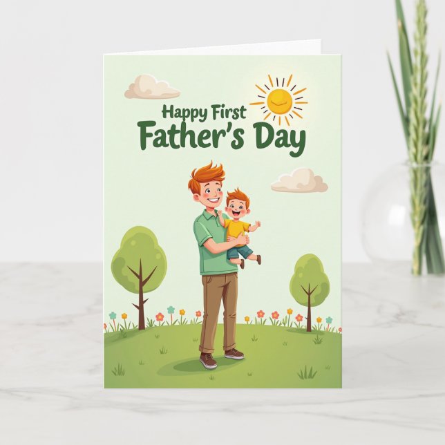 Vibrant Fathers Day Scene Card (Front)