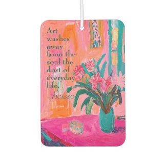 Vibrant Fauvist Vase of Pink Flowers Car Air Freshener