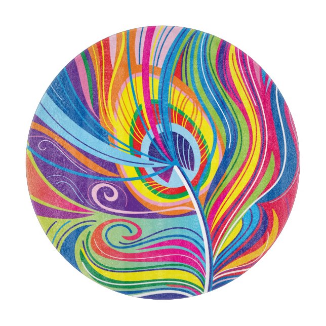 Vibrant Feather Breeze Cutting Board (Front)