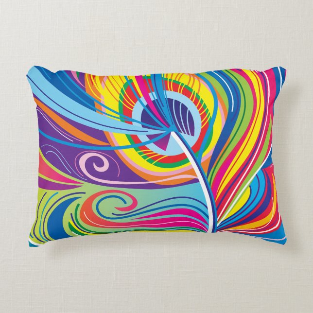 Vibrant Feather Breeze Decorative Cushion (Front)