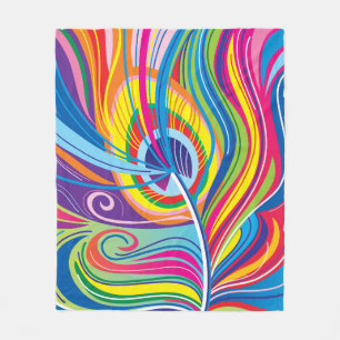 Vibrant Feather Breeze Fleece Blanket