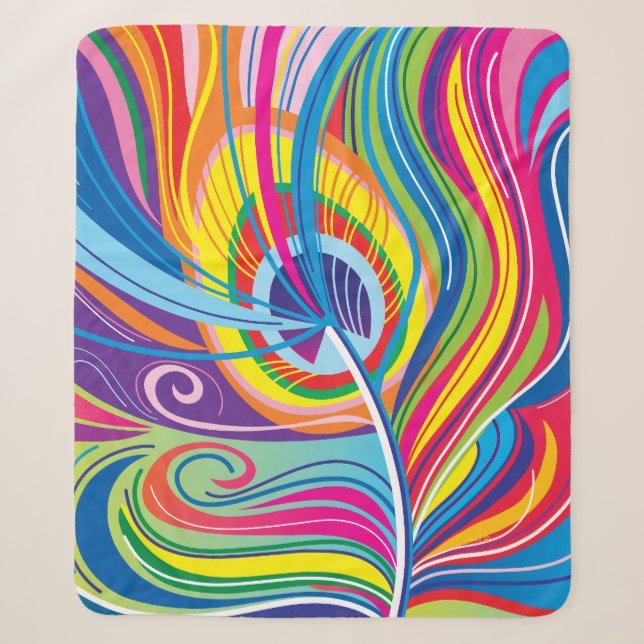 Vibrant Feather Breeze Sherpa Blanket (Front)
