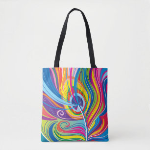 Vibrant Feather Breeze Tote Bag
