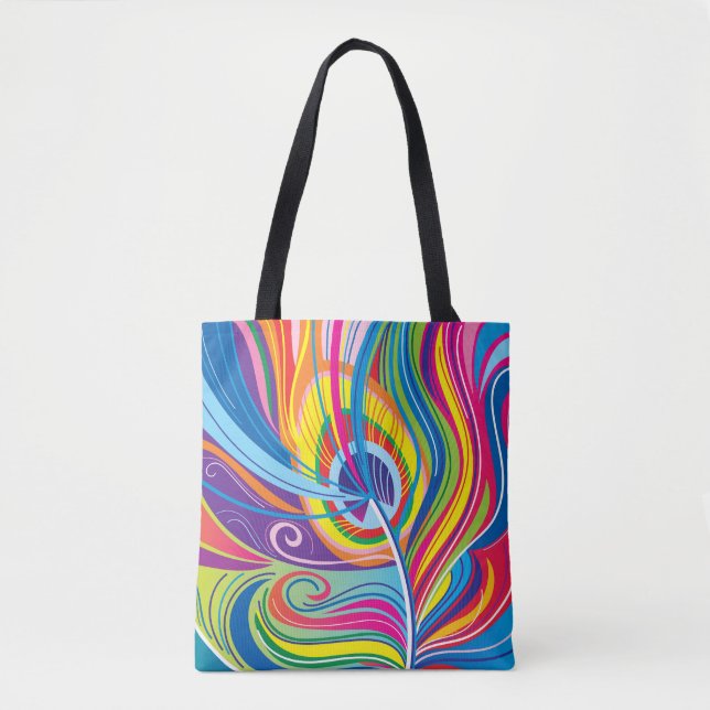 Vibrant Feather Breeze Tote Bag (Front)