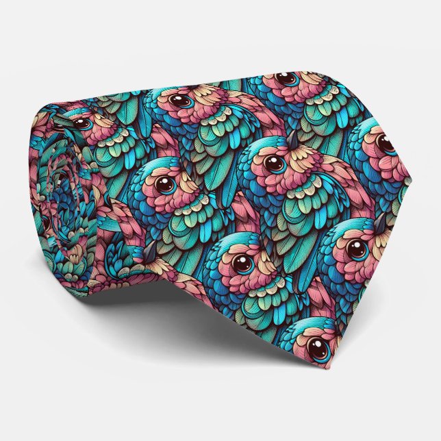 Vibrant Feathered Serenity Tie (Rolled)