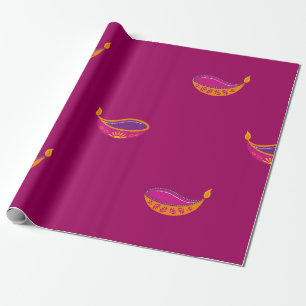 Vibrant Festive Indian Diwali Diya Wrapping Paper