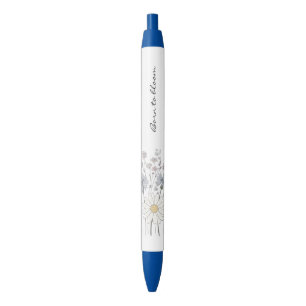 Vibrant field of wildflowers black ink pen