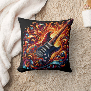 Vibrant, fiery guitar cushion