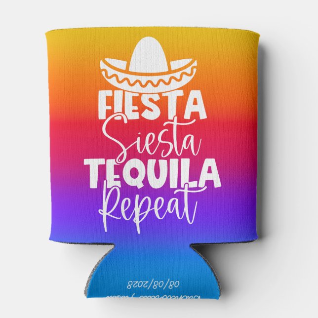 Vibrant Fiesta Bachelorette Party Custom Can Cooler (Back)