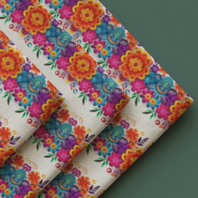 Vibrant Fiesta Folk Art Floral Pattern Fabric (Creator Uploaded)