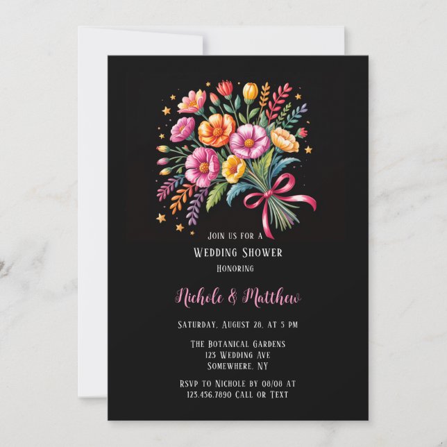 Vibrant Fiesta Wedding Bouquet Wedding Shower Invitation (Front)
