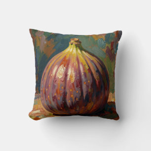 Vibrant Fig Still Life Painting Cushion