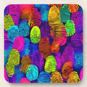 Vibrant Fingerprint Design Coaster