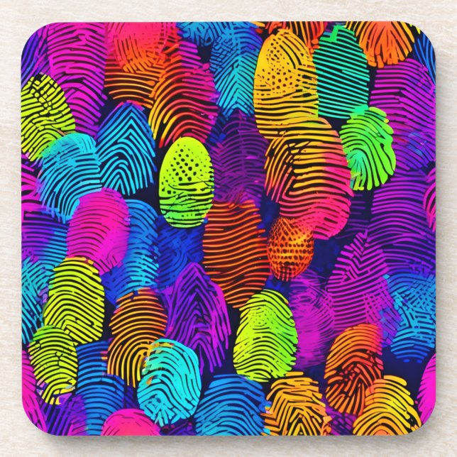 Vibrant Fingerprint Design Coaster (Front)