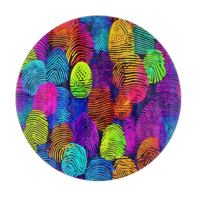 Vibrant Fingerprint Design Cutting Board (Front)