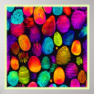 Vibrant Fingerprint-Inspired Abstract Art Poster
