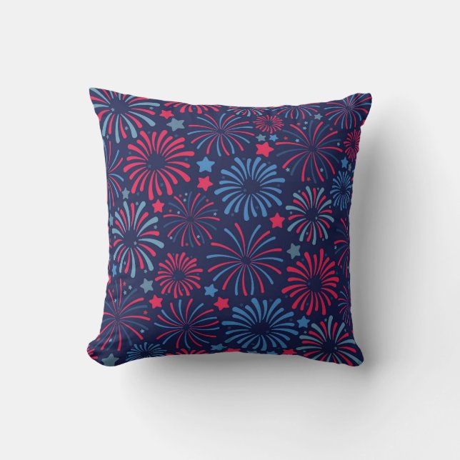 Vibrant Fireworks Display Cushion (Front)