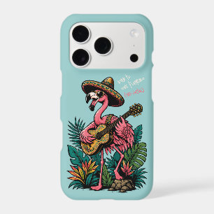 vibrant flamingo wearing sombrero playing guitar