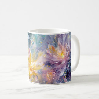 Vibrant Floral Abstract Painting with Explosion Coffee Mug
