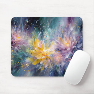 Vibrant Floral Abstract Painting with Explosion Mouse Pad