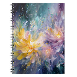 Vibrant Floral Abstract Painting with Explosion Notebook
