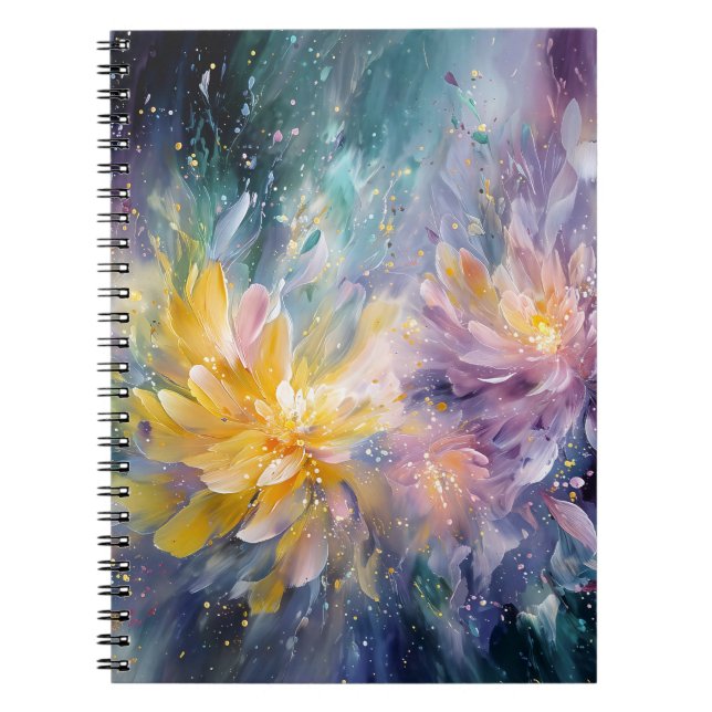 Vibrant Floral Abstract Painting with Explosion Notebook (Front)