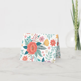 Vibrant Floral All-Over Print Pattern Thank You Card